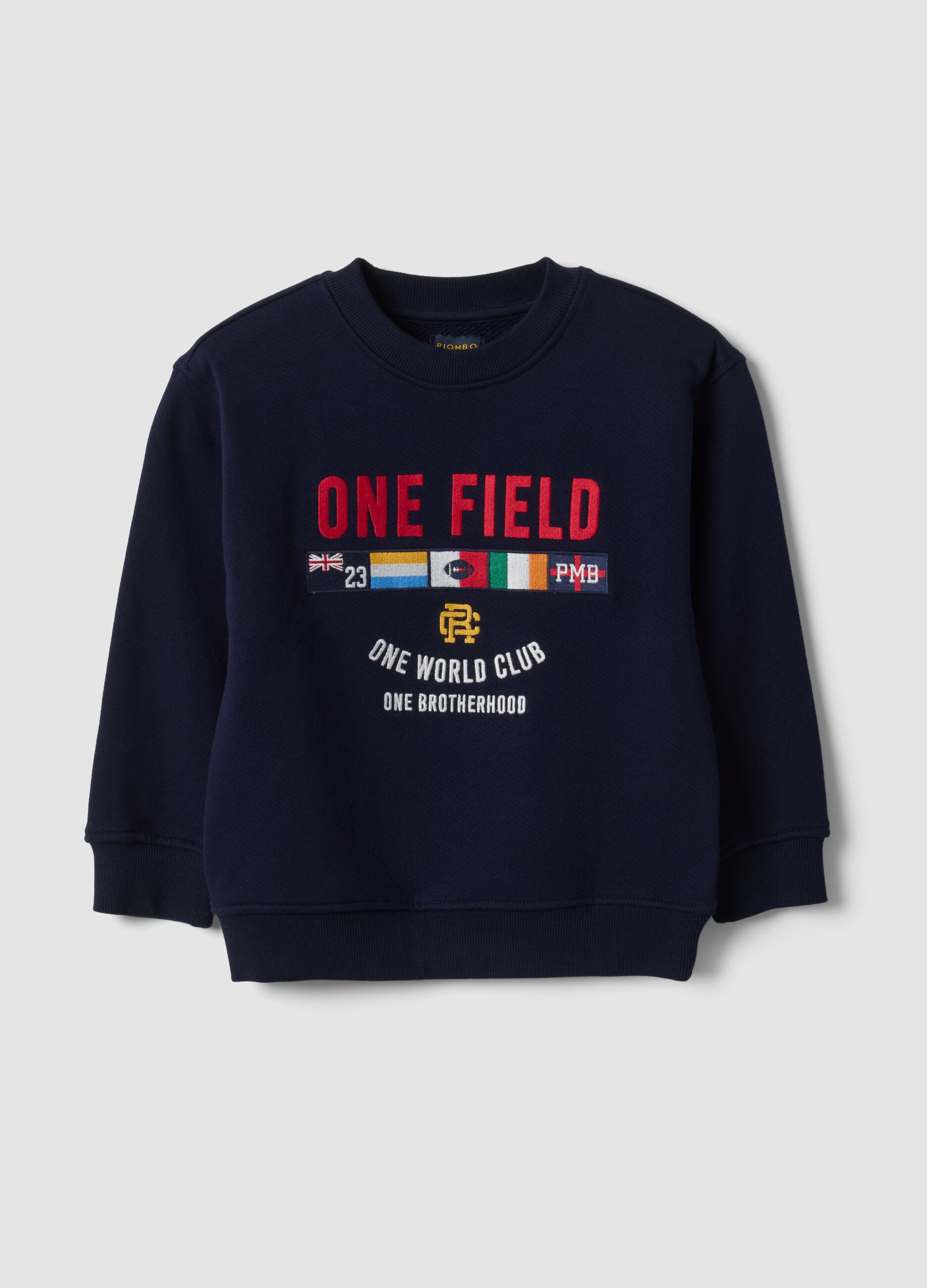 Blue oversized sweatshirt in pure organic cotton with print