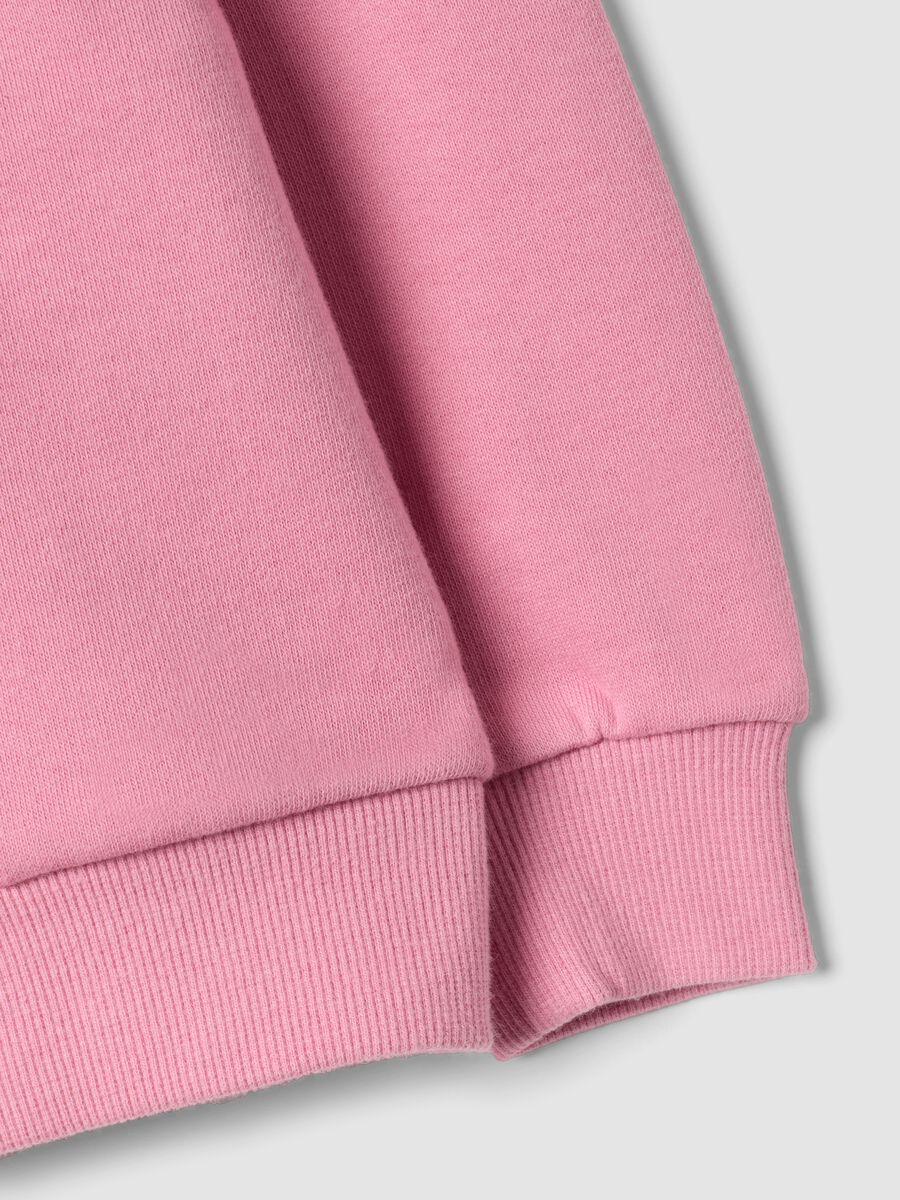 Felpa rosa con cappuccio in puro cotone organico con stella regular fit per bimba_3