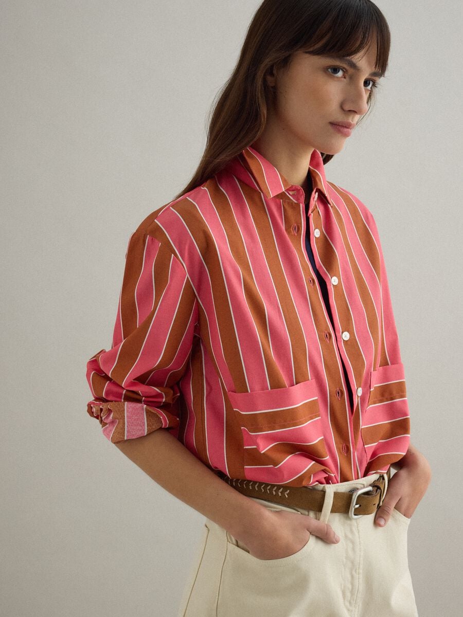 Regular fit multicolour striped cotton blend shirt_1
