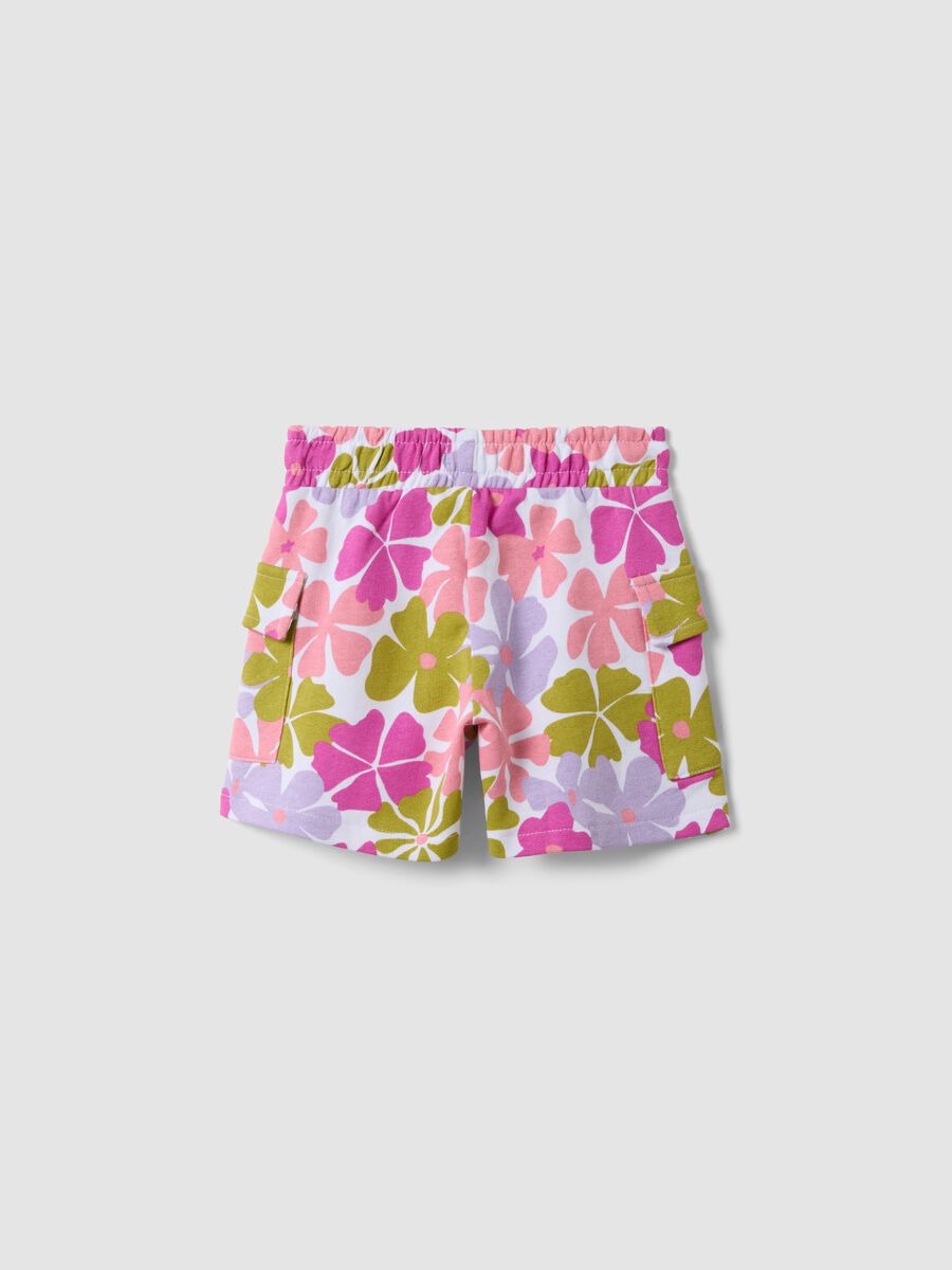 Pure cotton multicolour floral print shorts for girls, regular fit_1