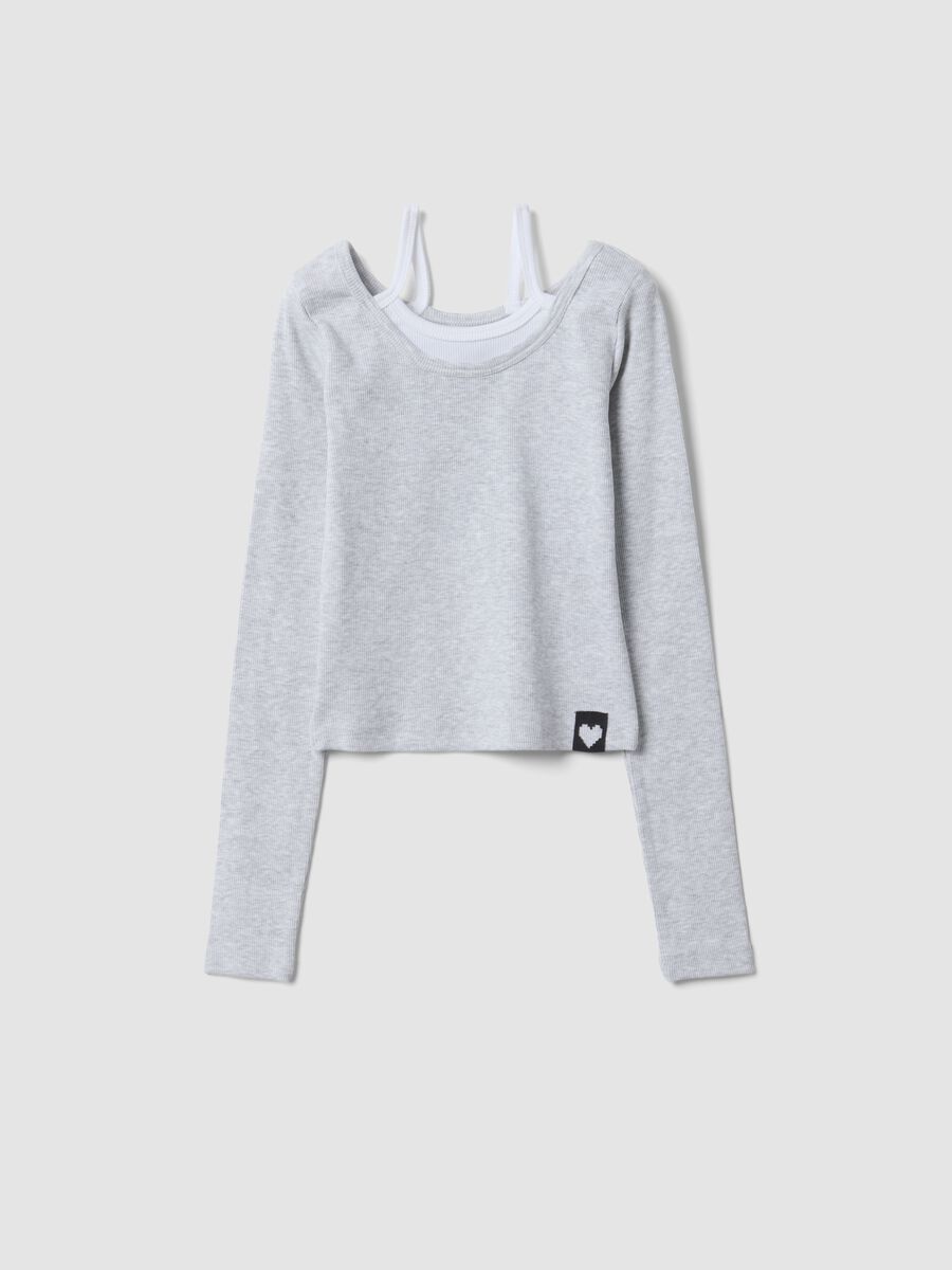 Grey stretch-cotton T-shirt with slim-fit straps_4