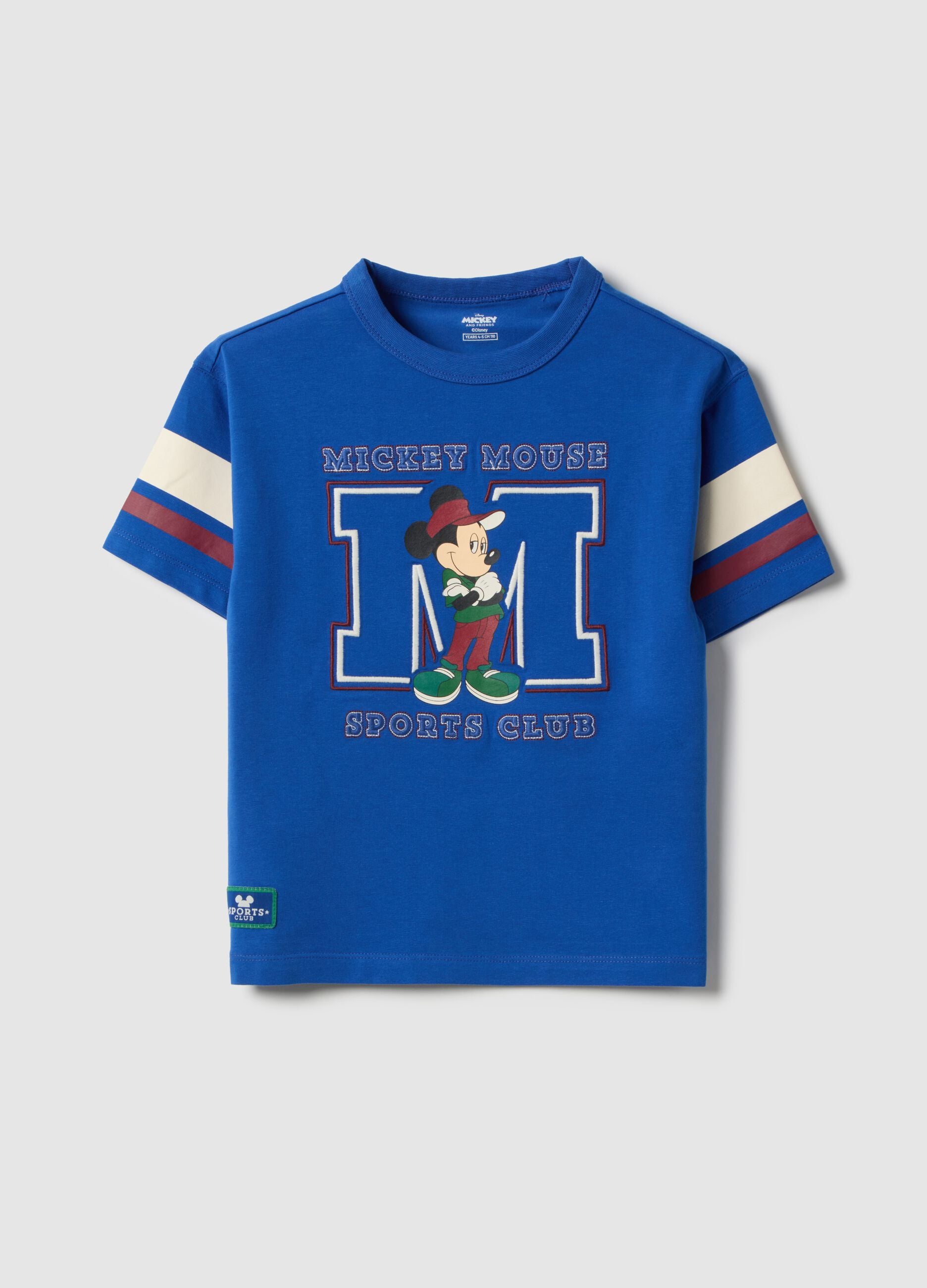 Children's Blue Cotton Blend T-shirt with Mickey Mouse Print