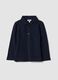 Polo blu a maniche lunghe in cotone organico_0