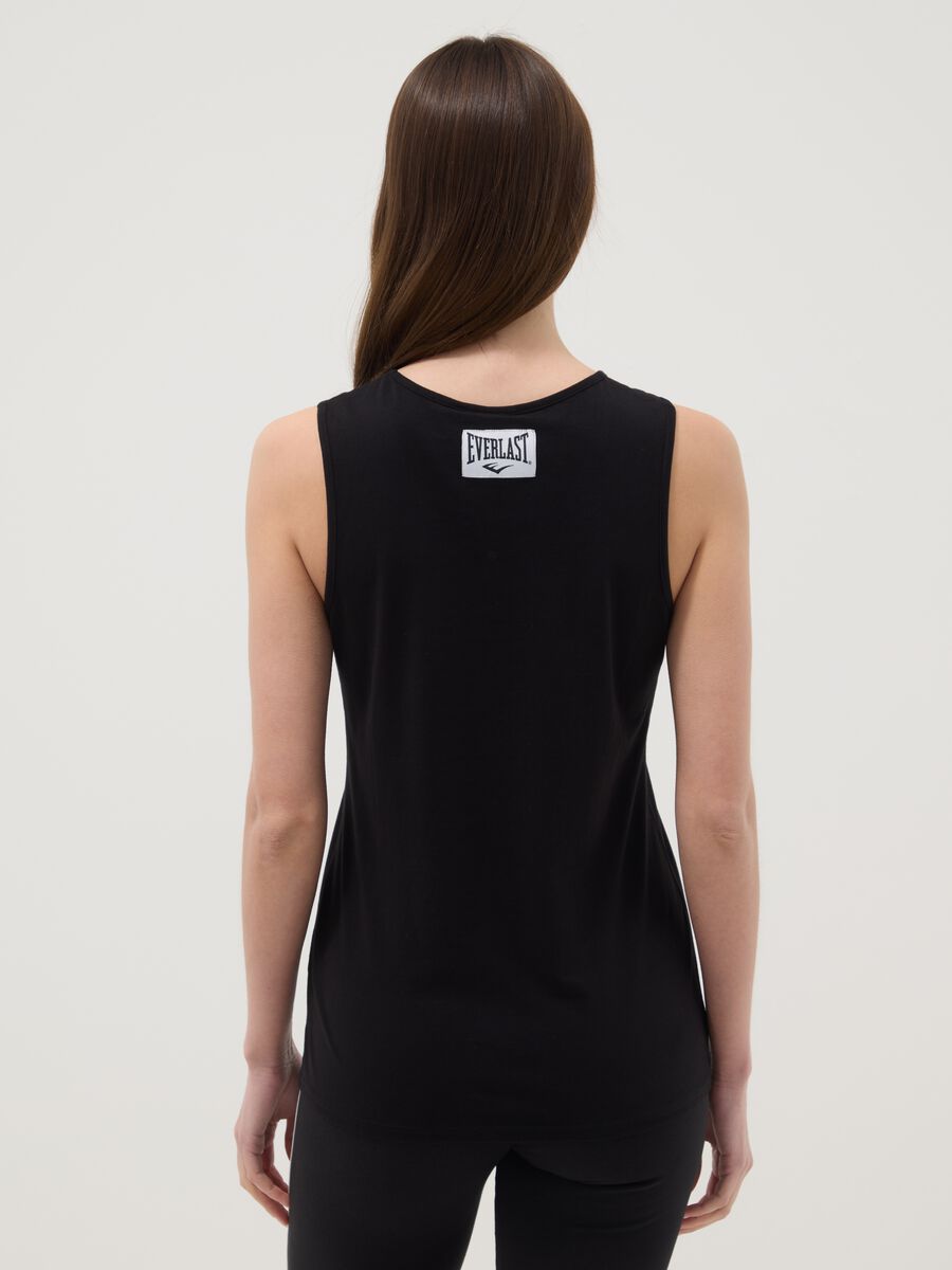 Black pure cotton tank top regular fit with Everlast logo_3