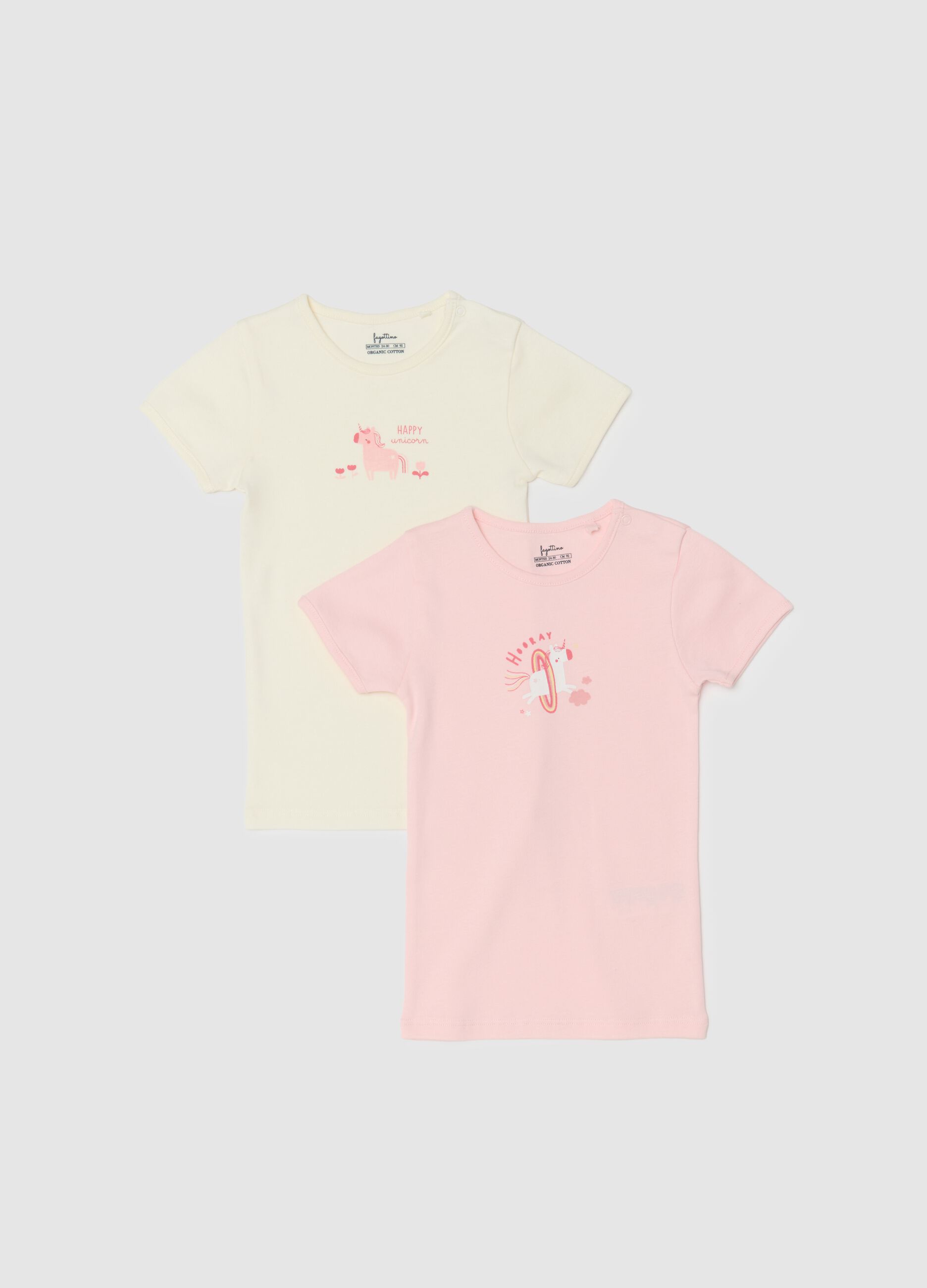 Baby Girl's Multicolour T-shirt Twin Pack in Pure Cotton, Regular Fit