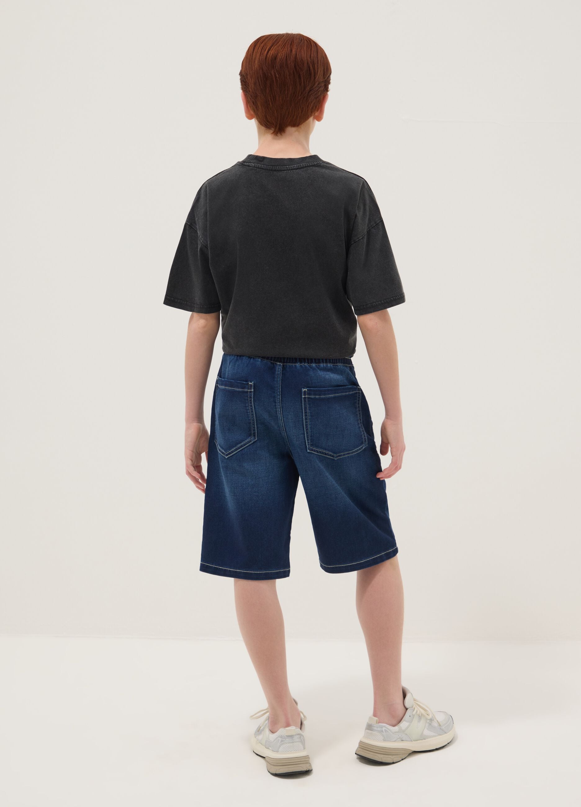 Blue denim shorts in stretch cotton