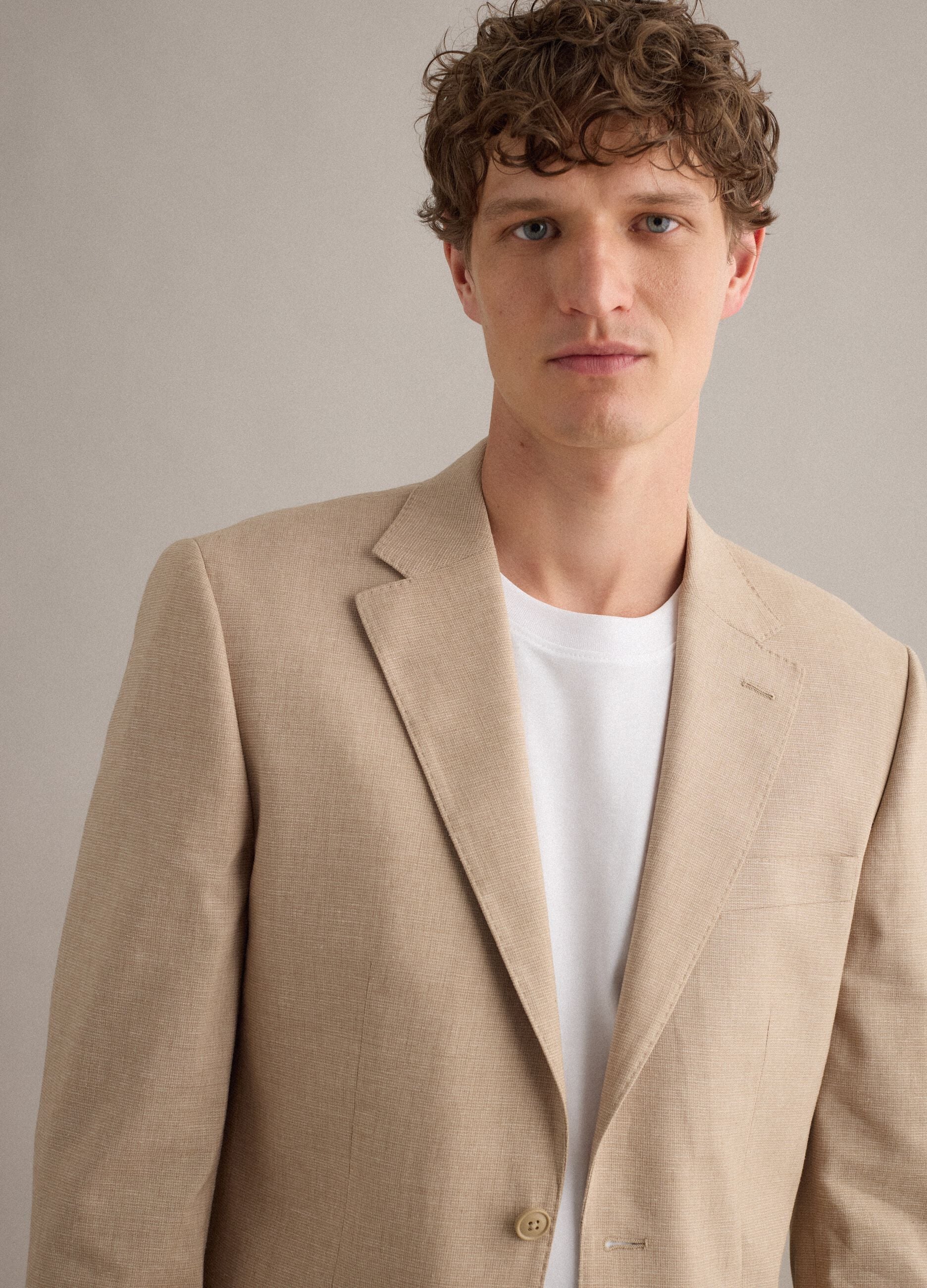 Slim Fit Beige Blazer