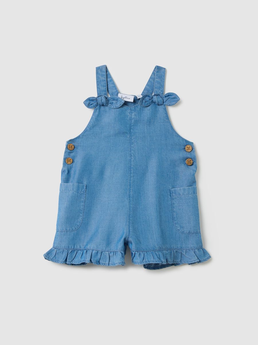 100% Lyocell denim baby girls&rsquo; pinafore with  regular fit and frills _0