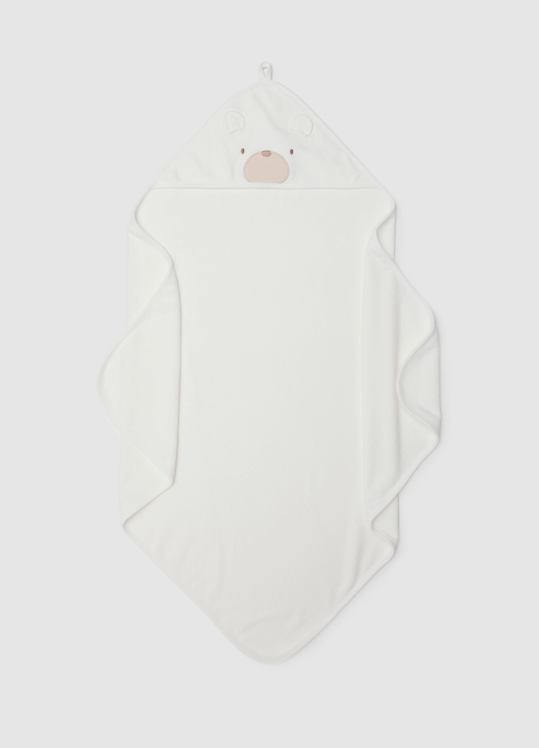 Newborn white cotton blend robe with hood