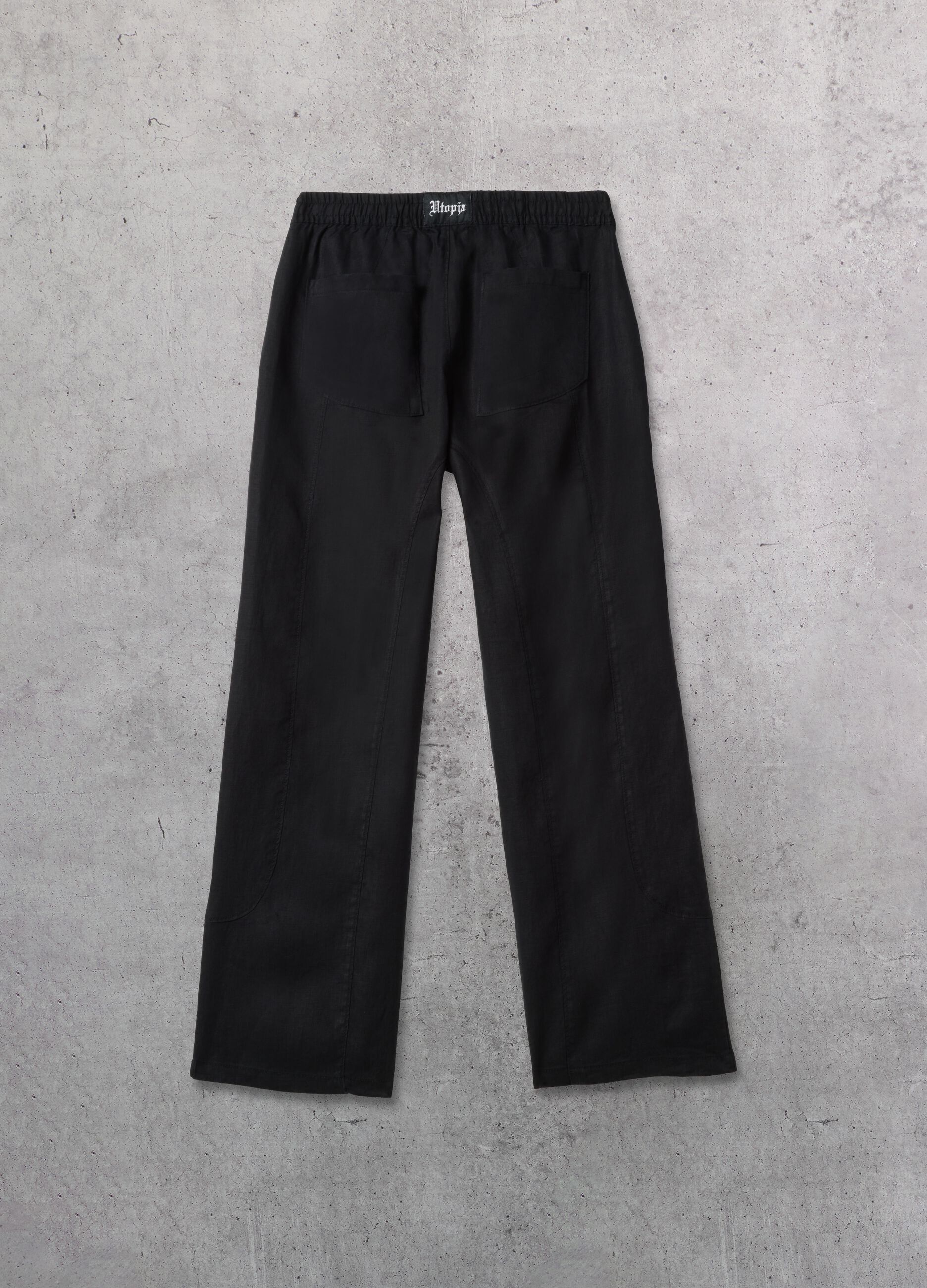 100% Linen Wide Leg Pants Black