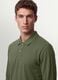 Green long-sleeve organic cotton piqu&eacute; polo, regular fit_0