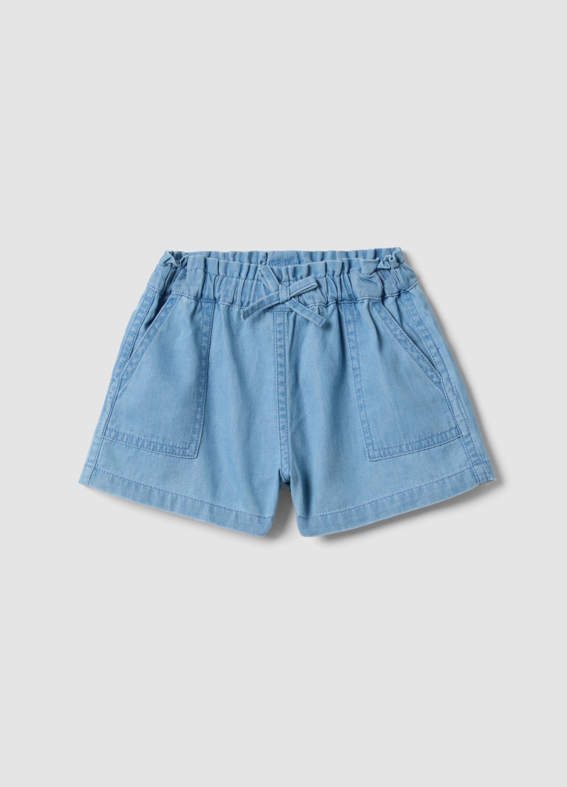 Sky-blue pure cotton shorts