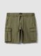 Green stretch cotton cargo Bermuda shorts_4