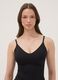 Black stretch-fabric vest top with plunging neckline_1