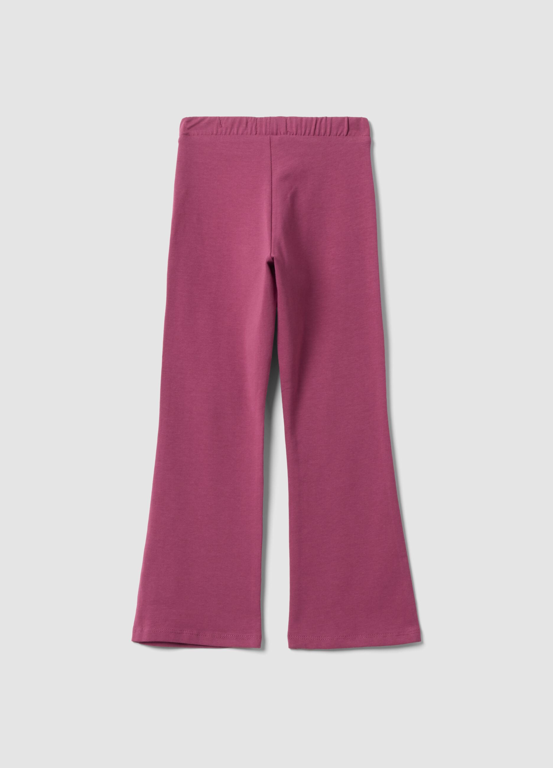 Pink cotton-stretch flared leggings