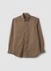 Brown regular-fit easy-iron button-down collar shirt_4