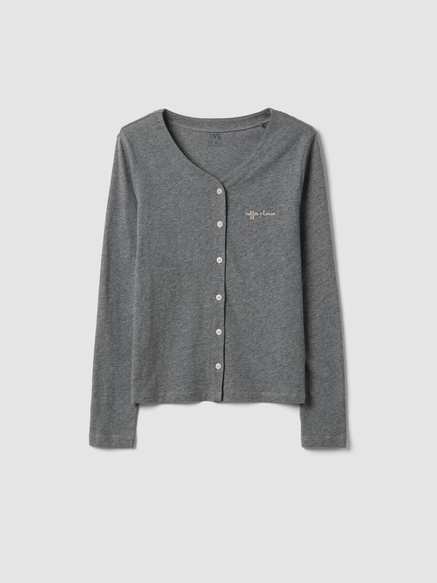 Grey pyjama T-shirt in cotton-viscose blend_4