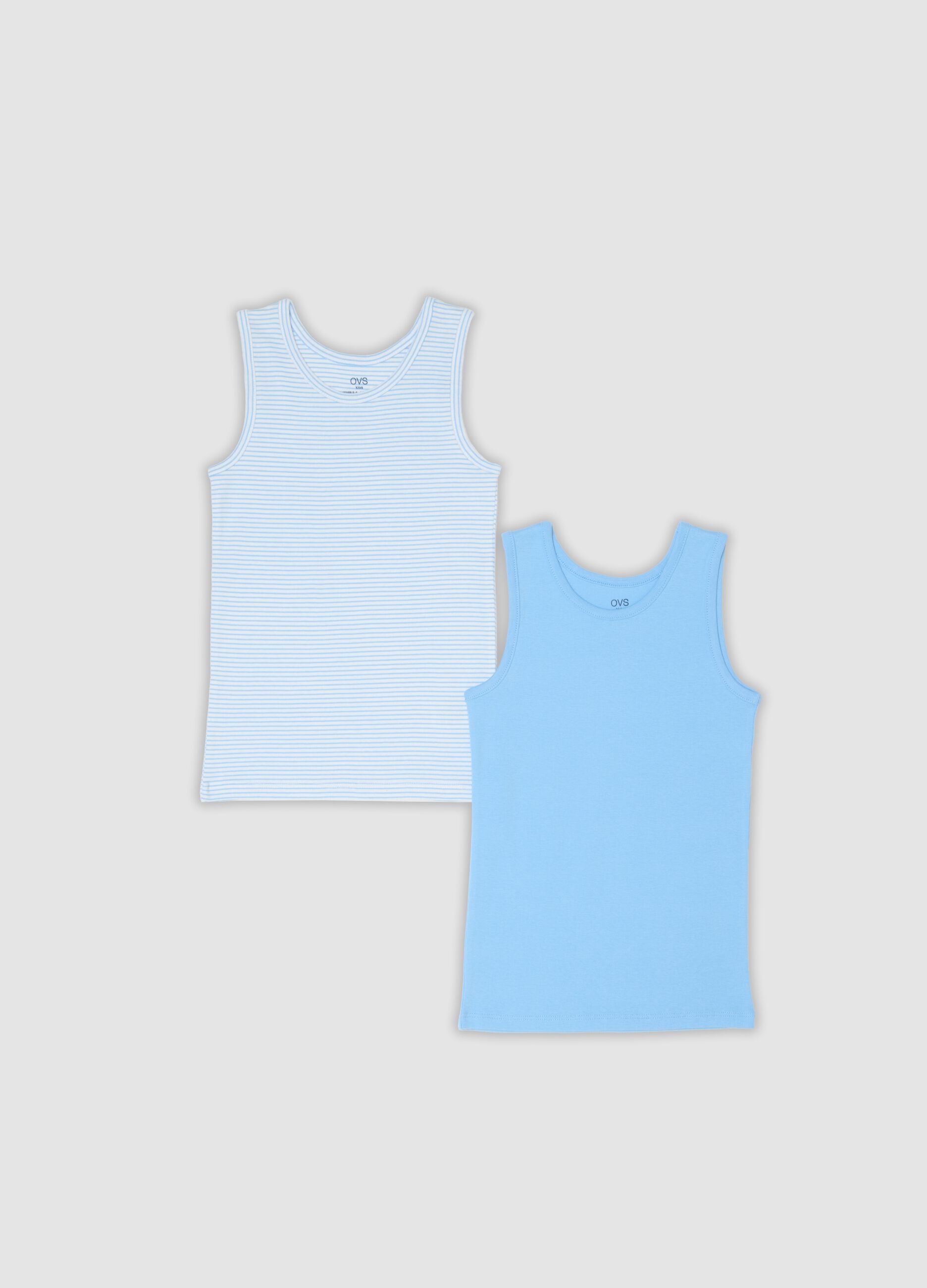 2-pack of blue organic cotton regular-fit vests for kids