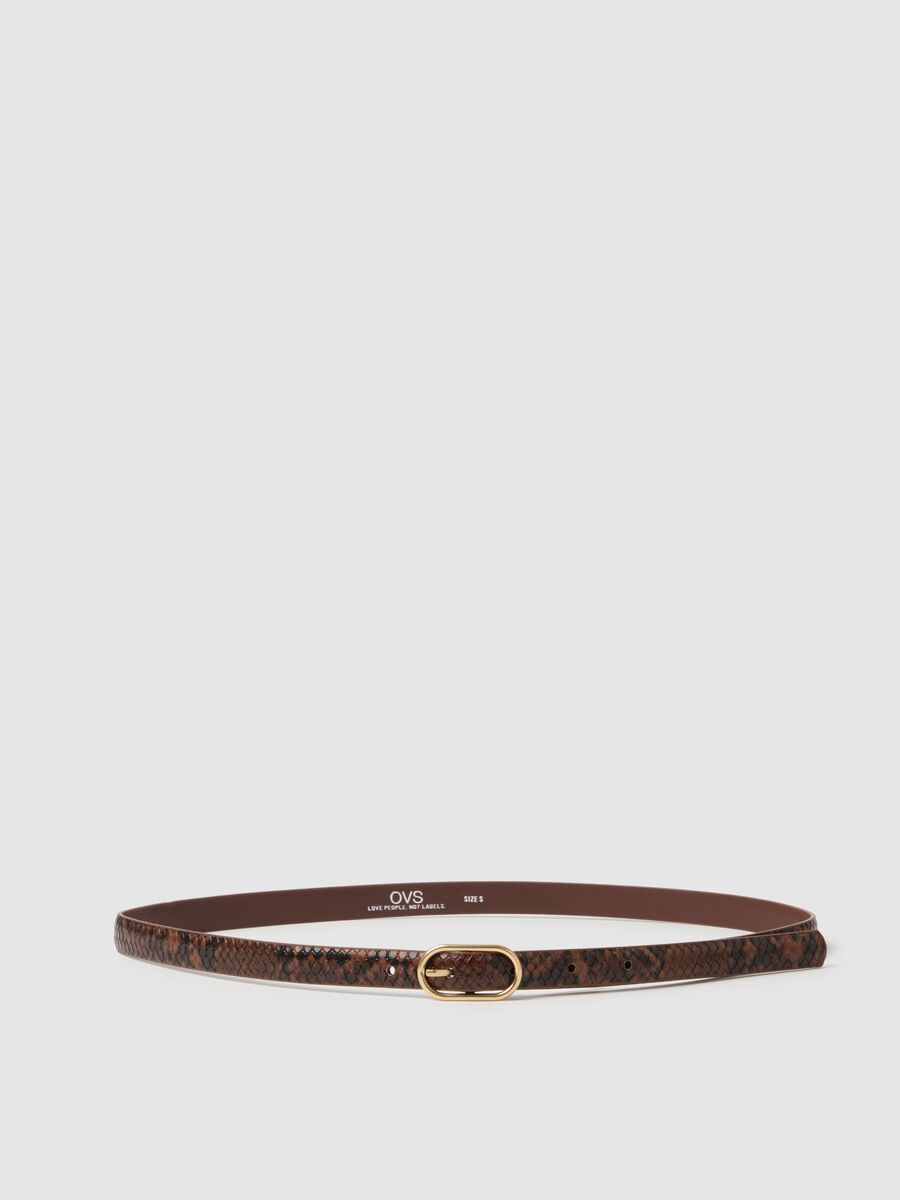 Cintura pitonata multicolor slim fit con fibbia dorata_0