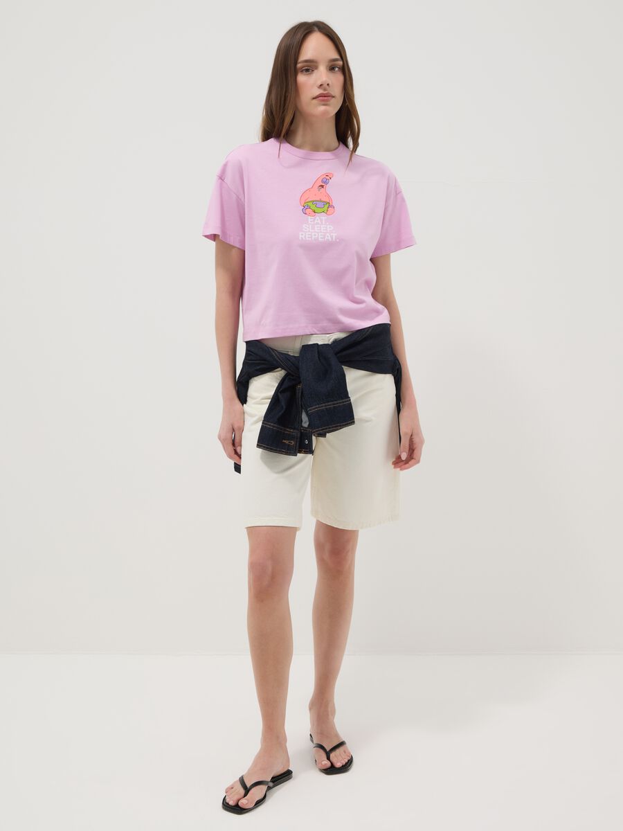 Regular fit pink pure cotton T-shirt with Patrick Star print_2