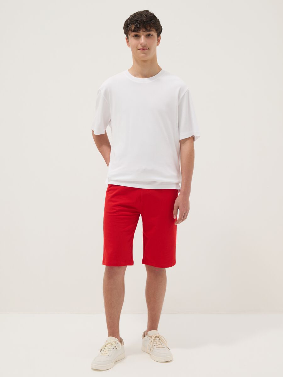 Boys&rsquo; red cotton-blend comfort-fit shorts_0