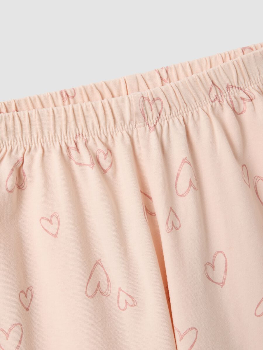 White and pink pure organic cotton pyjamas with teddy bear for girls_2