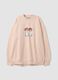 Pink cotton-blend sweatshirt with kitten print, regular fit_4