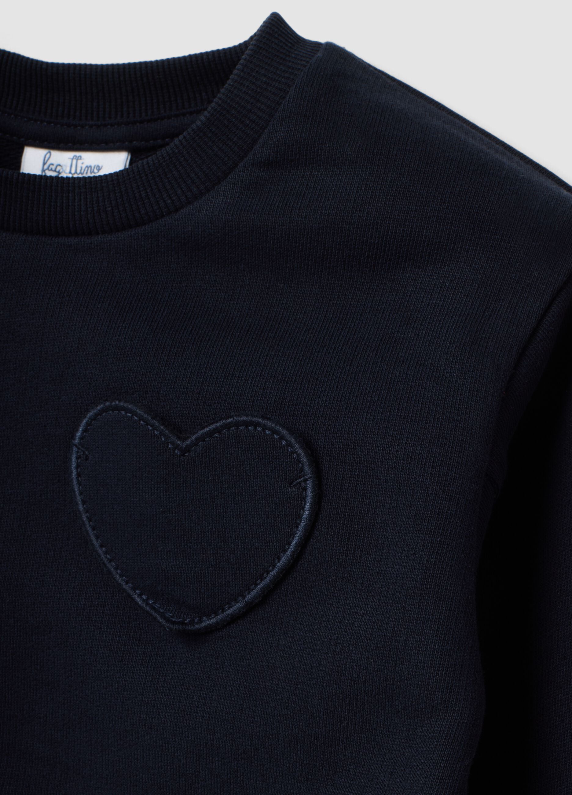 Blue pure cotton set with crew-neck sweatshirt for baby girl