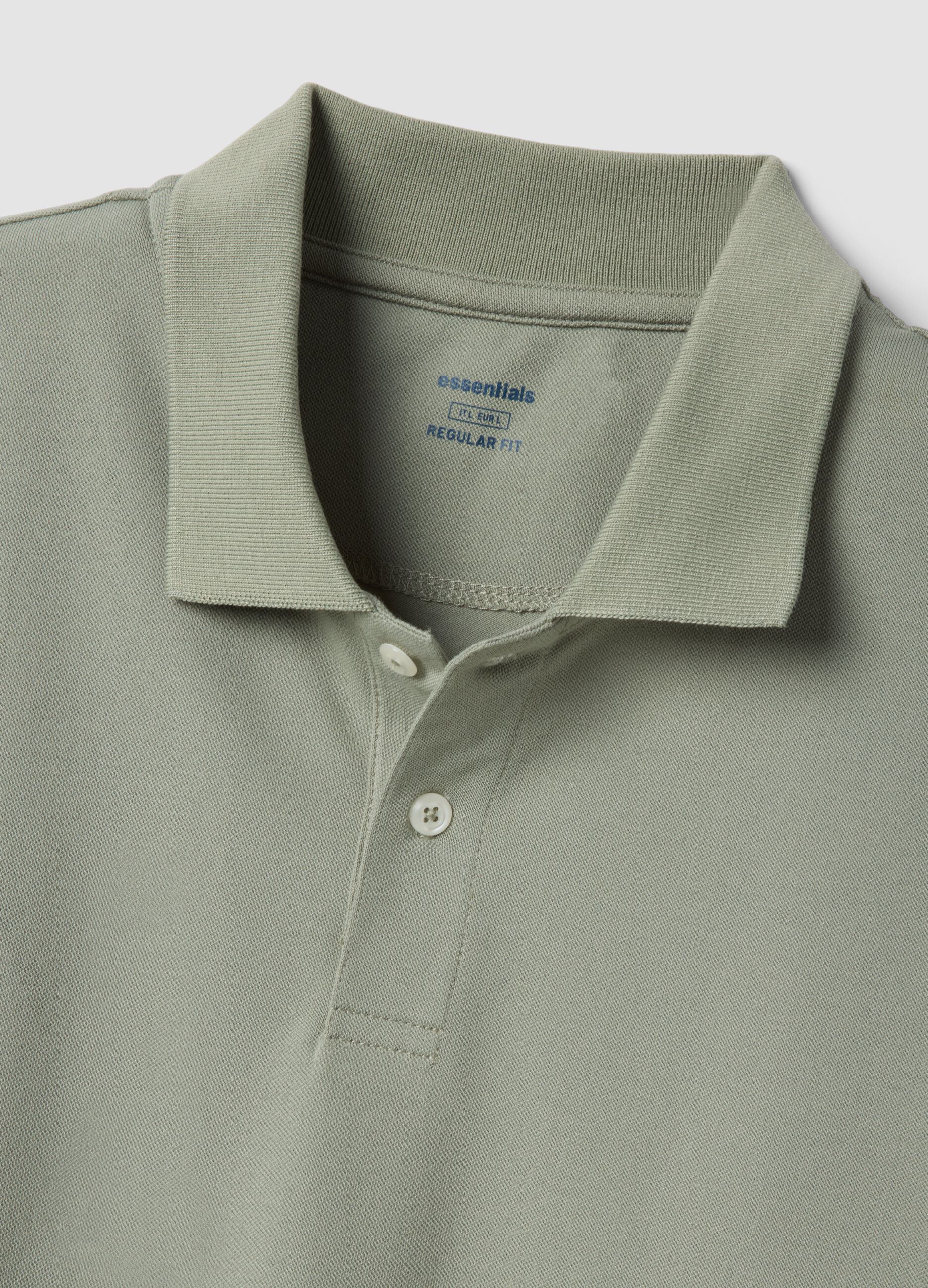 Green stretch cotton blend polo regular fit