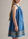 Blue pure lyocell dress with straps and hem embroidery_2