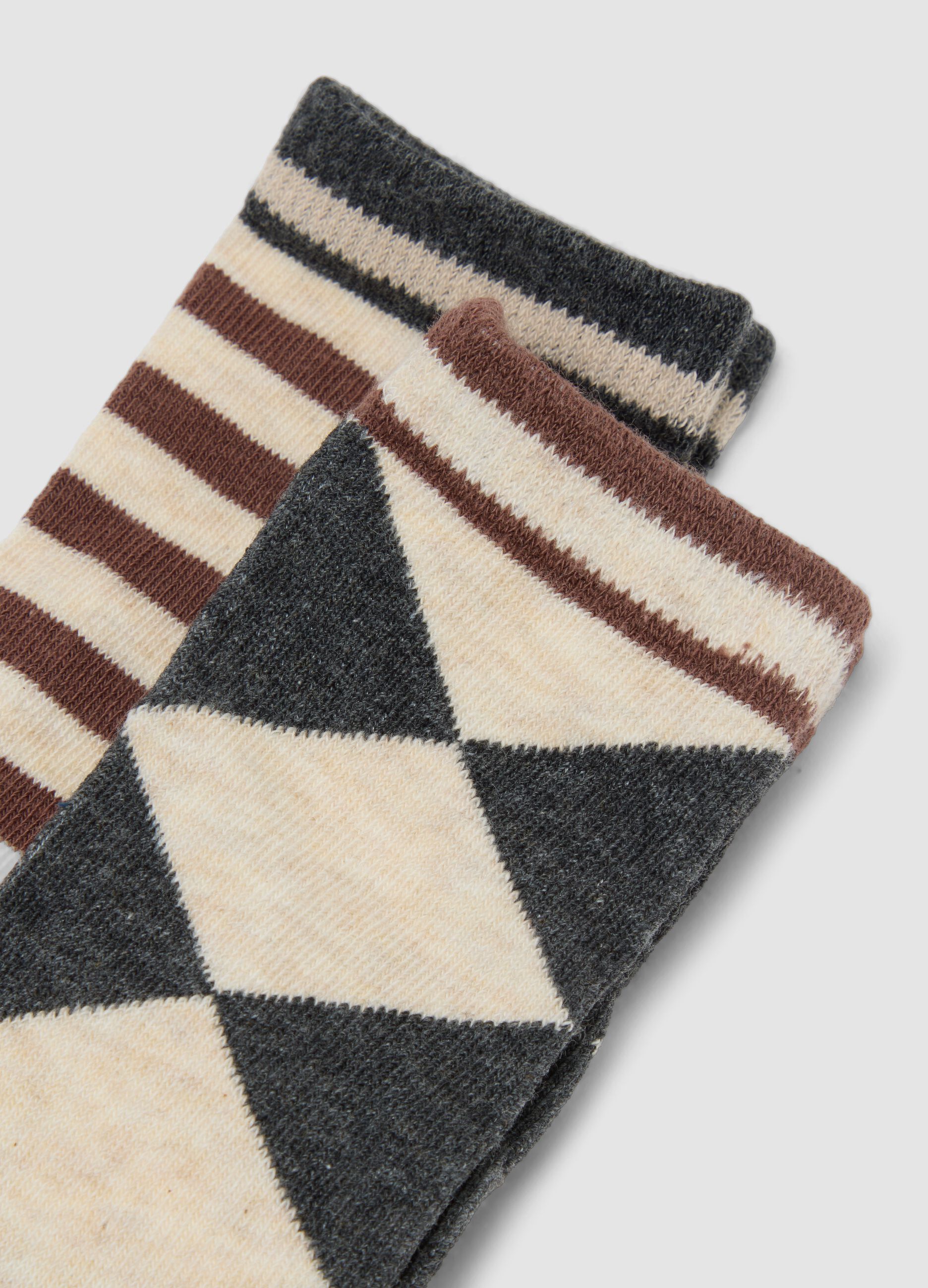 3-pack of beige long socks in stretch organic cotton