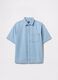 Short-sleeved denim shirt_3