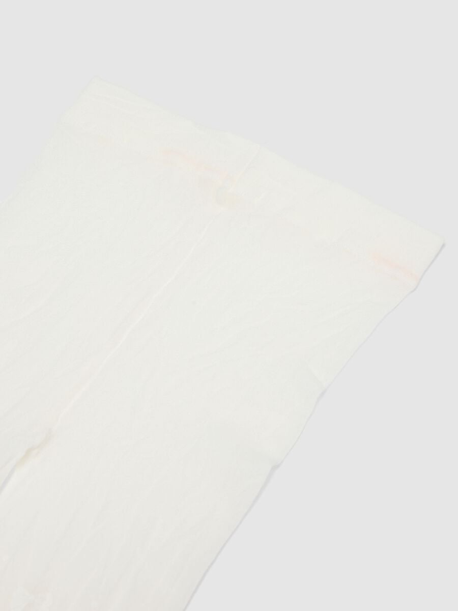 Girls' White Tights with Mesh Texture_2