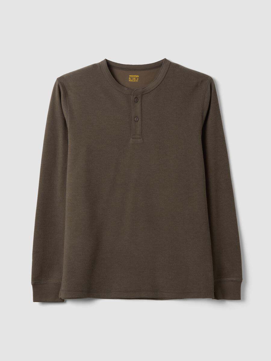 Brown honeycomb viscose-blend regular-fit T-shirt_0