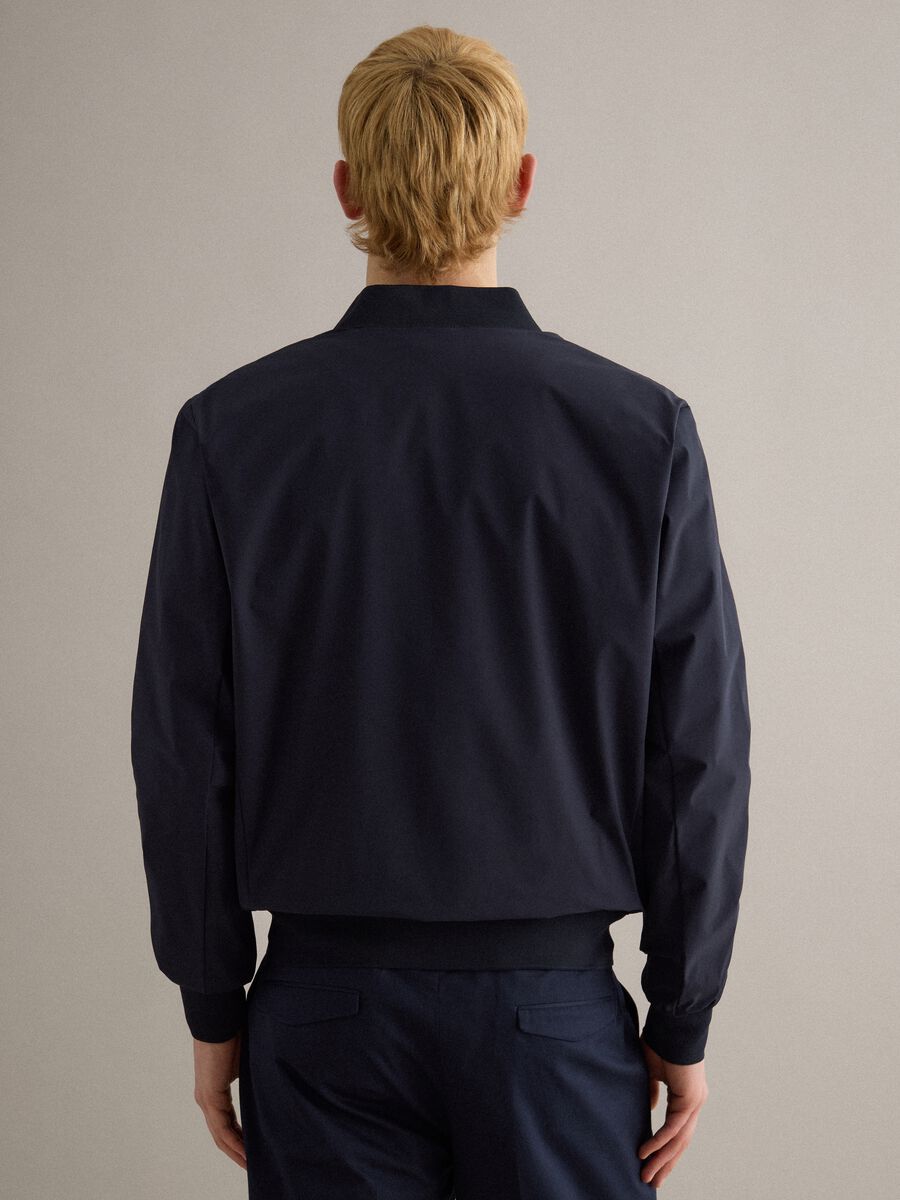 Blue regular fit bomber jacket with full zip_3