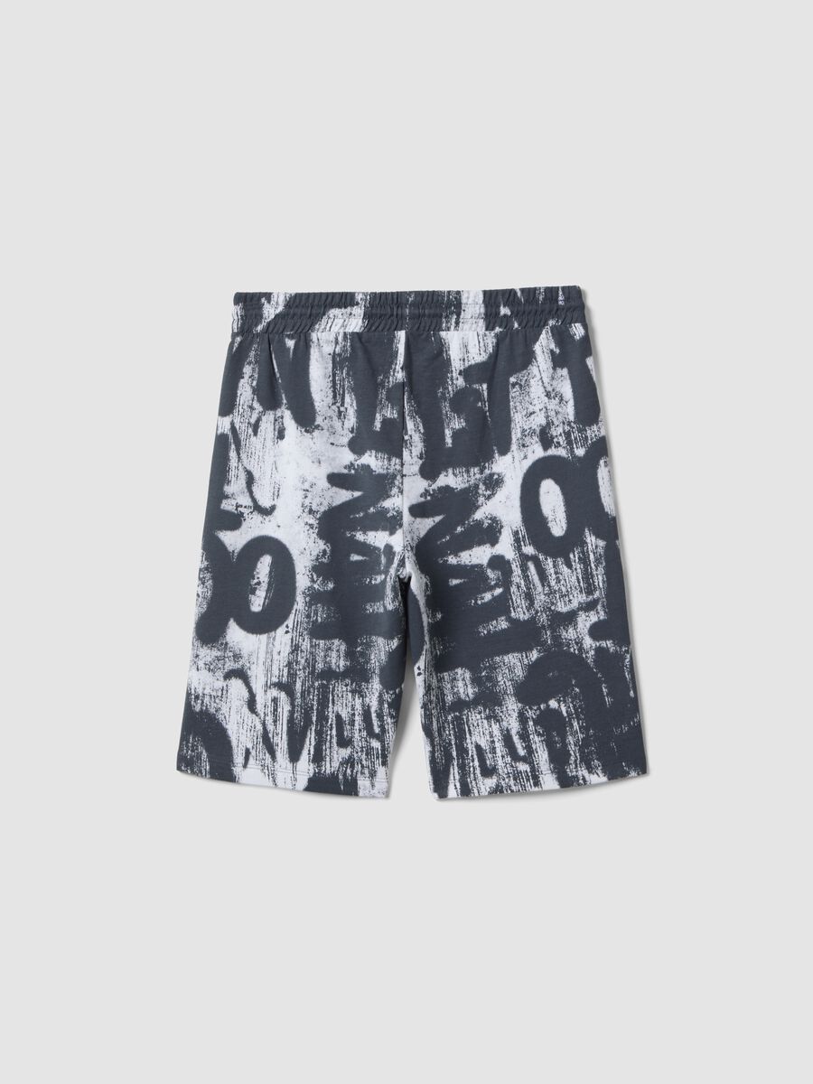 Shorts in puro cotone con stampa multicolor da ragazzo regular fit_4