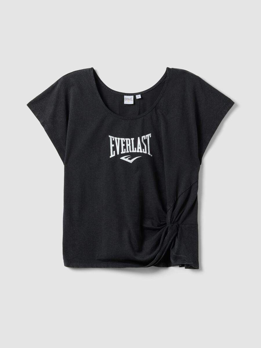 Black pure cotton regular fit T-shirt with knot detail_4