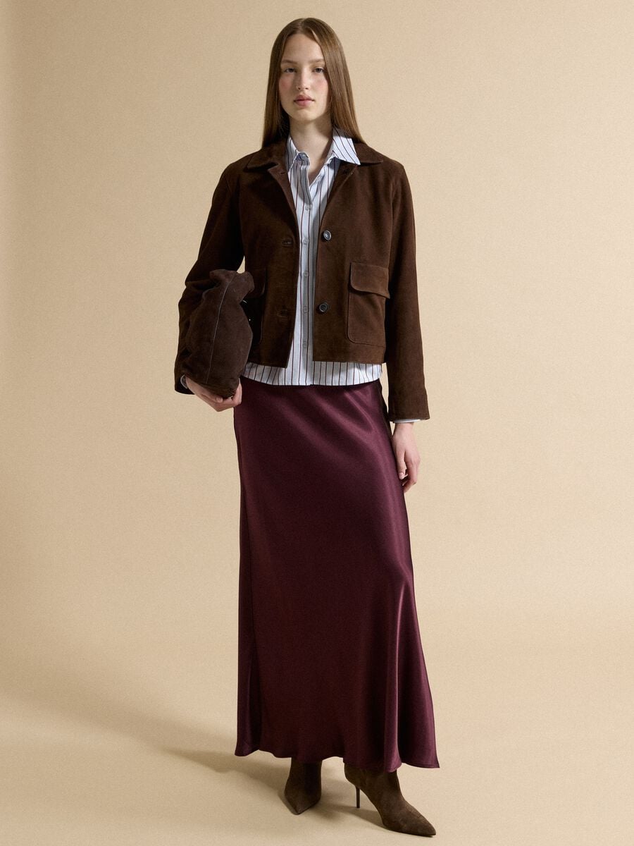 Brown Genuine Leather Blazer with Regular Fit and Classic Lapels_2