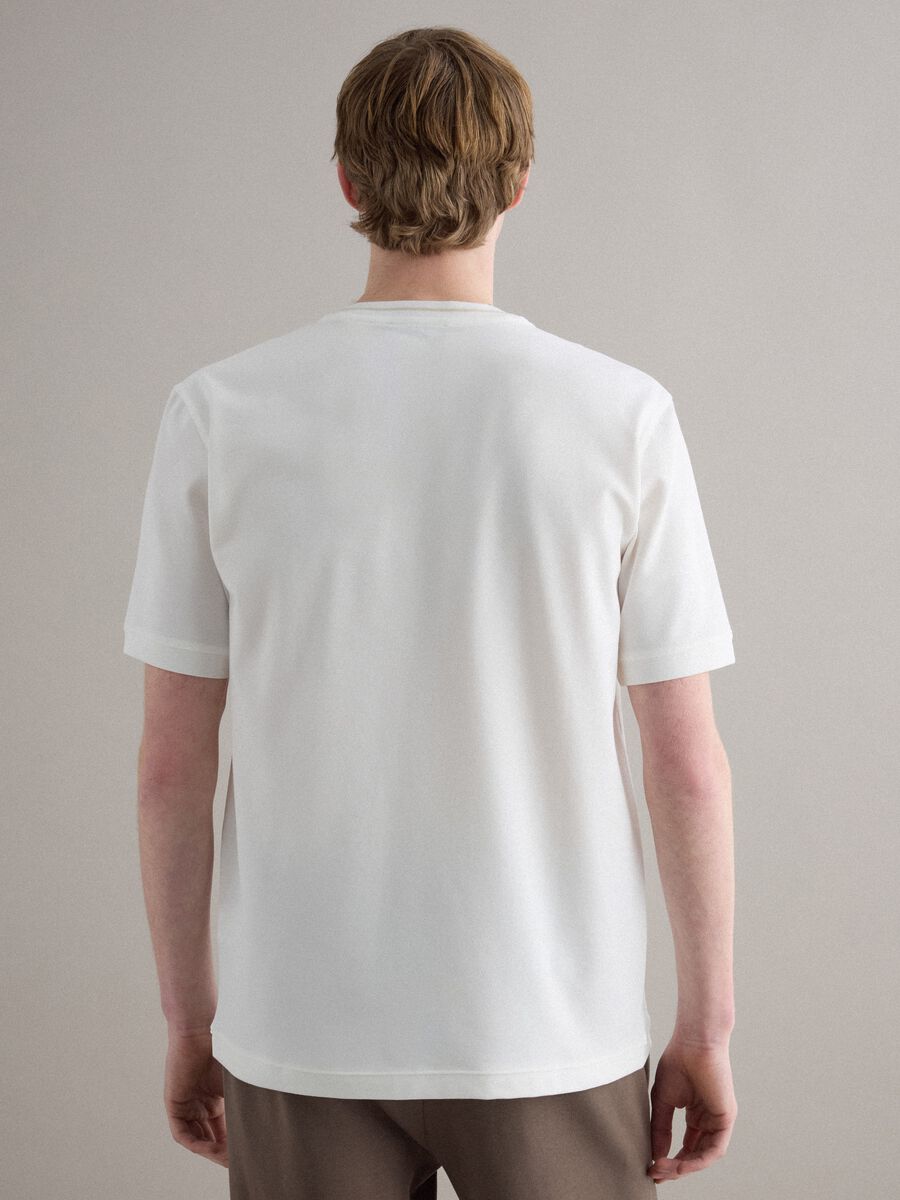 White crew neck stretch cotton T-shirt relaxed fit_4