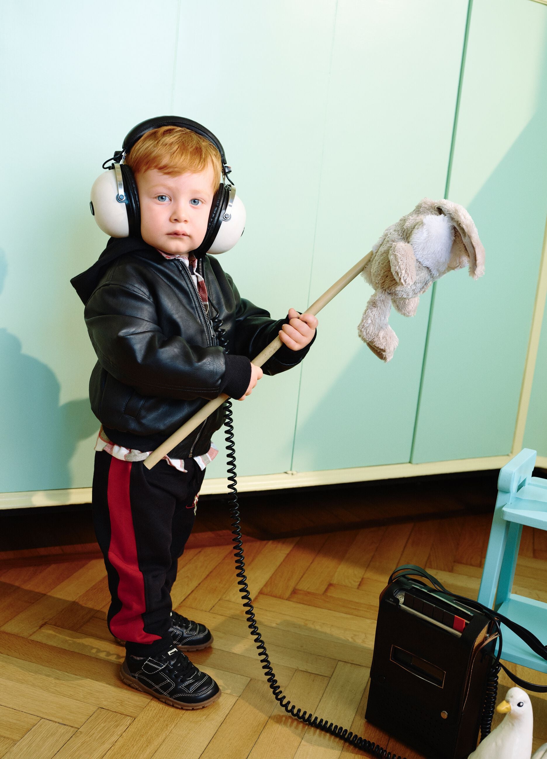 Black padded hooded zip-up bomber jacket for boys