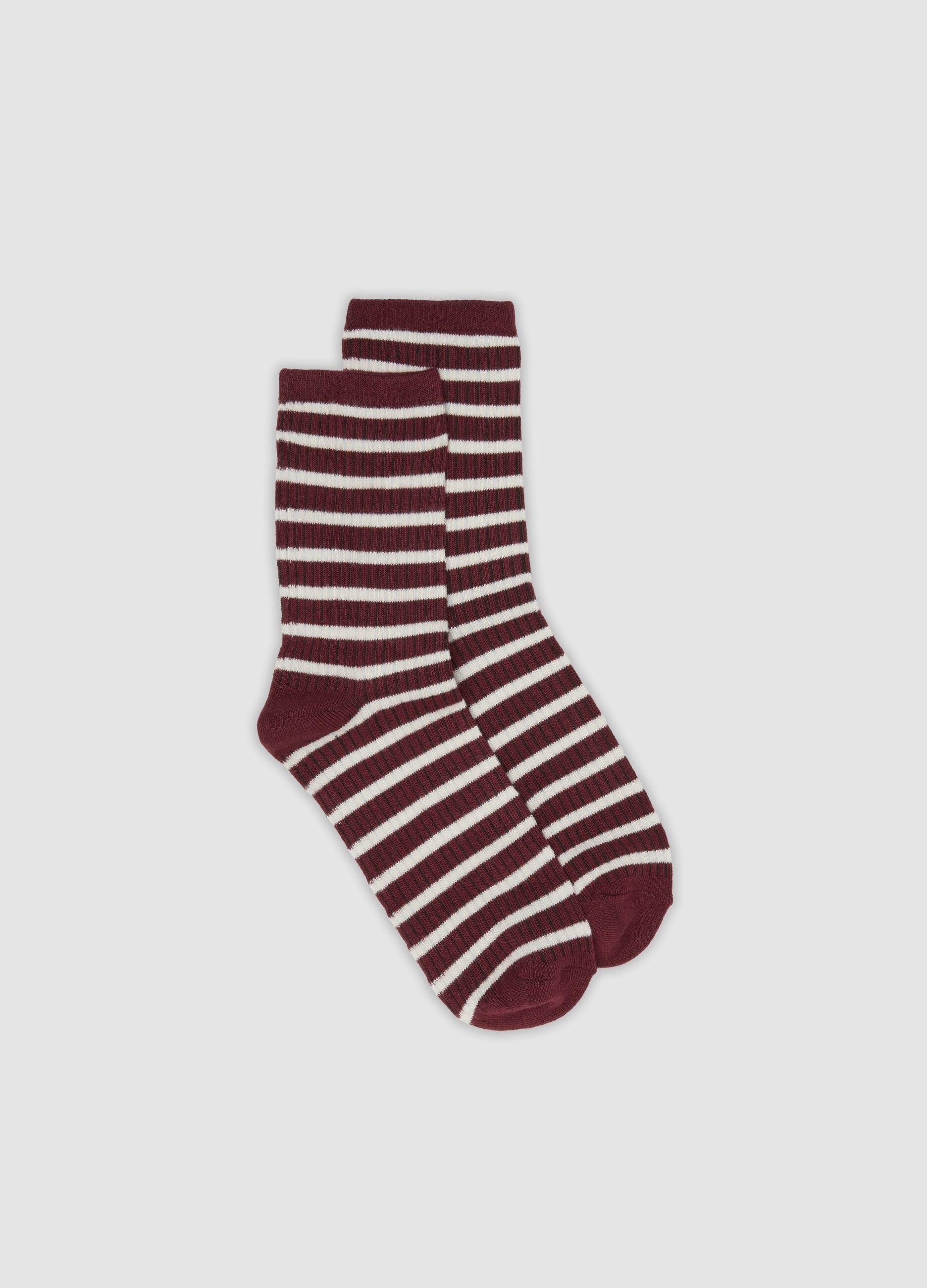 Red striped stretch-fabric socks