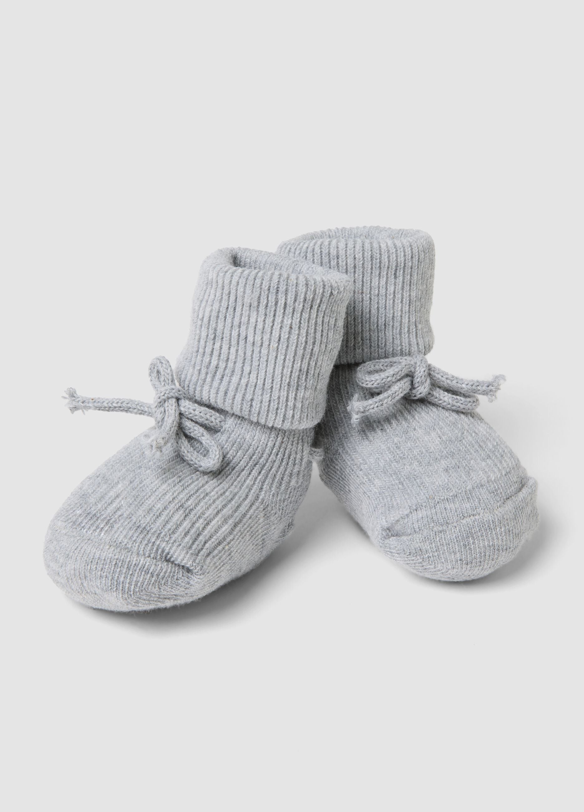 Grey organic cotton ribbed booties
