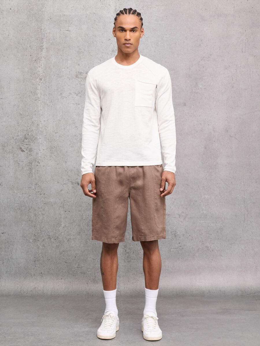 100% Linen Shorts in Mocha_0