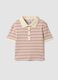 Pink striped stretch-cotton cropped polo shirt, regular fit_0