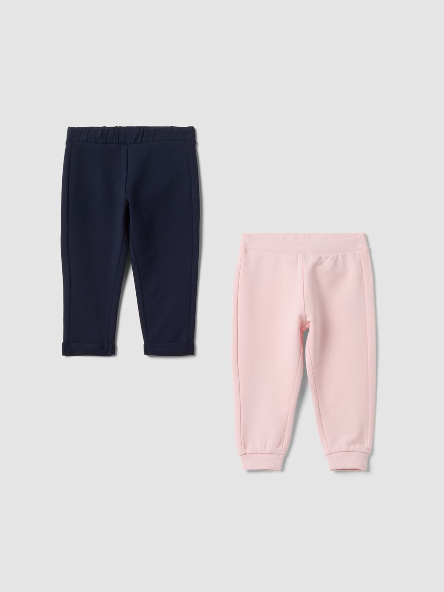 Two-pack of multicolour stretch-cotton joggers for baby girl_0