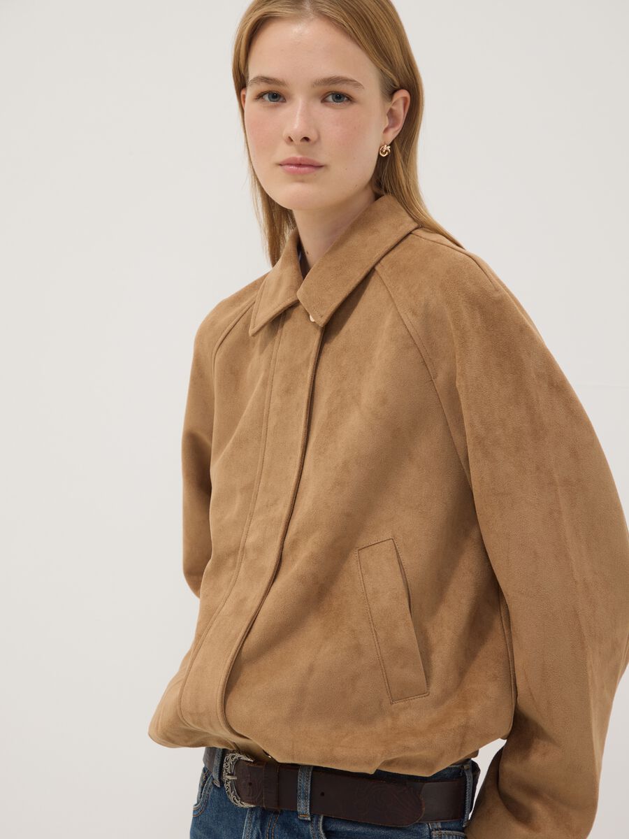 Beige regular-fit jacket with zip and buttons_0