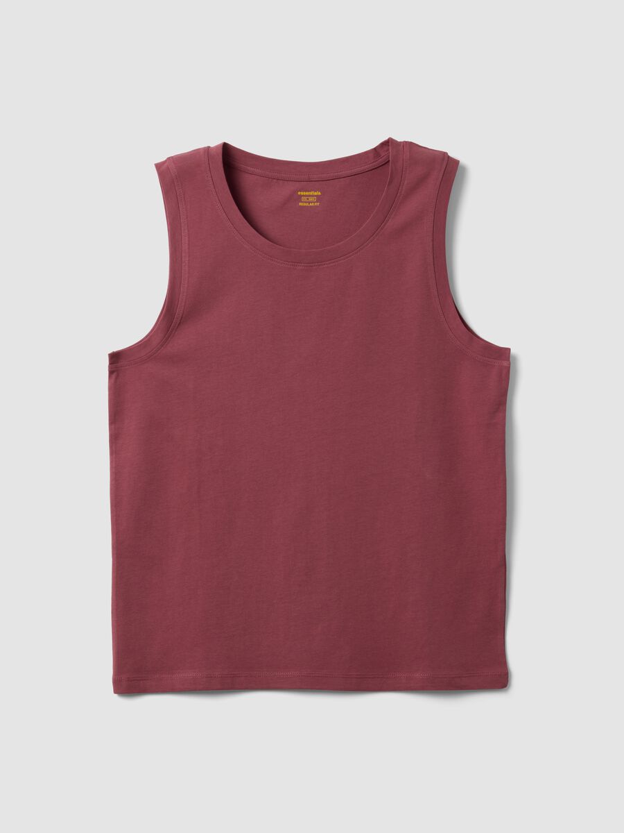 Red crew-neck vest top in pure cotton, regular fit_4