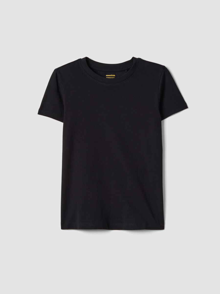 Girls&rsquo; black pure cotton regular-fit T-shirt_3