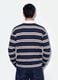 Blue striped pure cotton rugby polo with classic collar_3