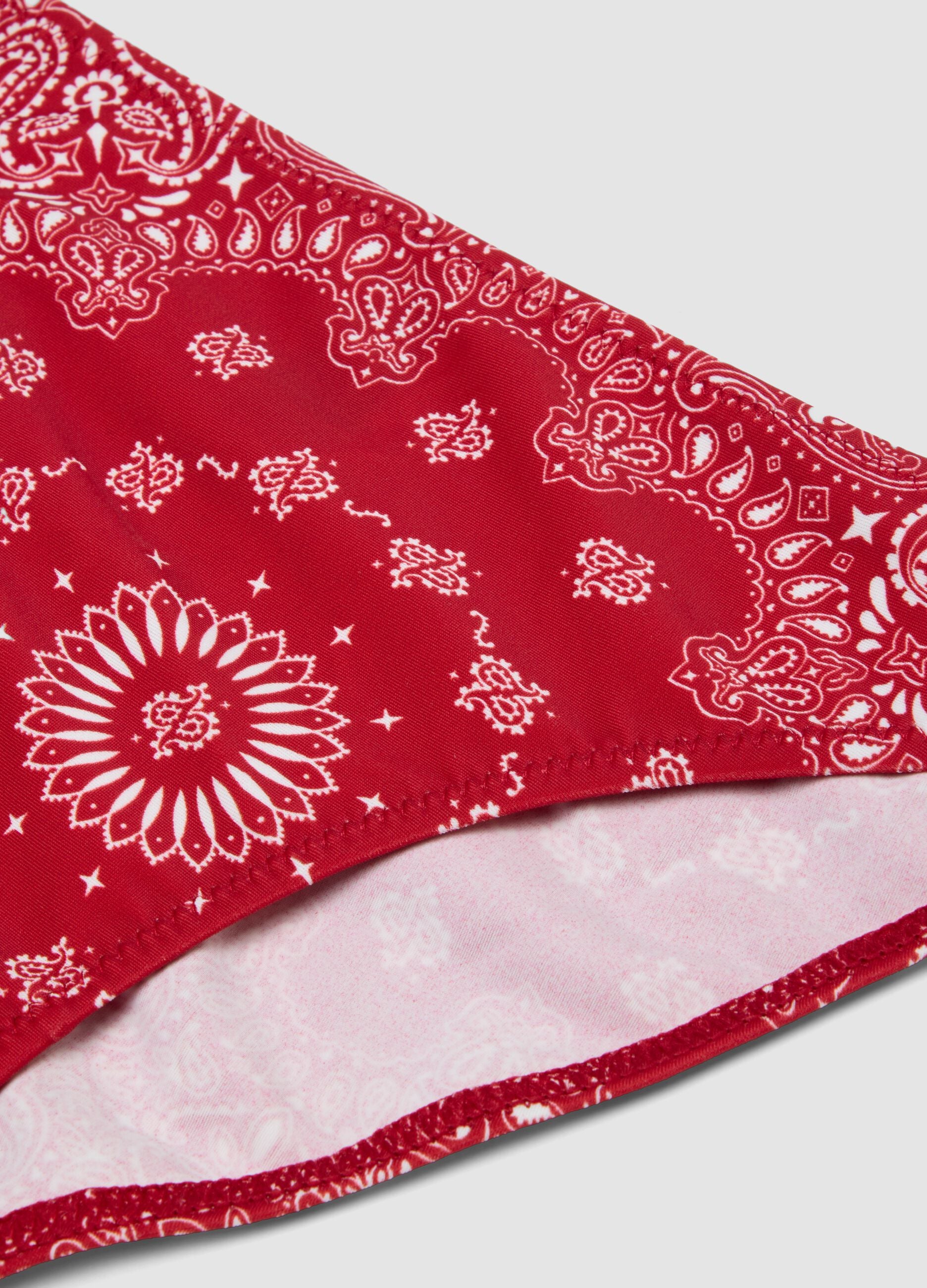 Girls&rsquo; red stretch bikini with paisley print